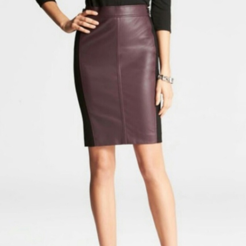 BRAND NEW WOT, Ann Taylor Faux Leather MaroonSkirt